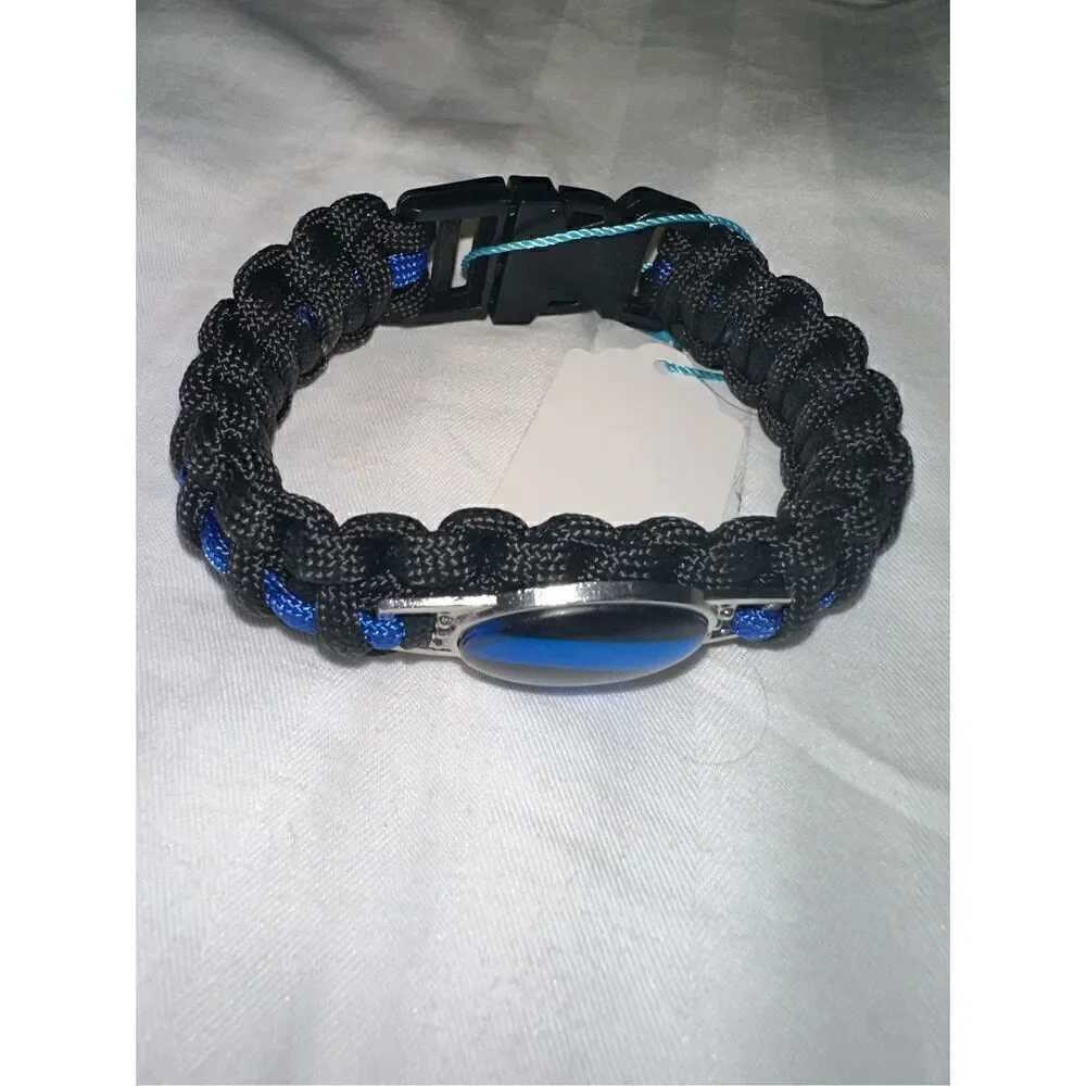 Police Thin Blue Line Woven Bracelet NIP